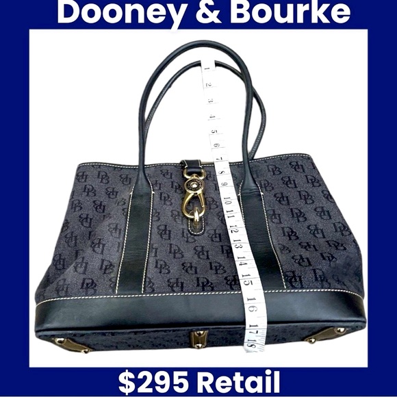 Y2K Dooney & Bourke Logo Lock Signature Canvas Jacquard w/Leather Trim - Picture 2 of 13